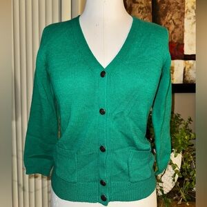 Deadstock Emerald green preppy cardigan